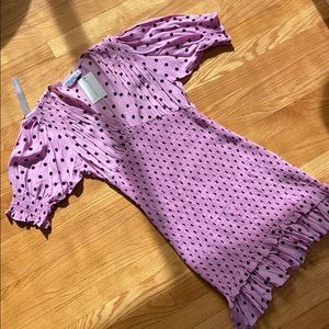 Flirty Polka dot ruched dress with puffy sleeves